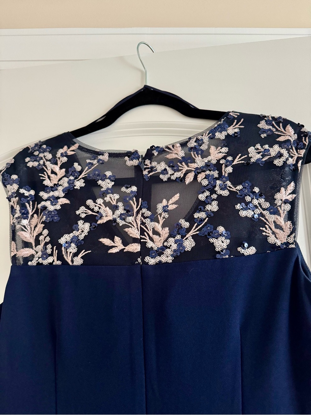 NWT Alex Evenings Long Column Maxi Dress Gown - Navy Blue/Pink Floral Size 10 - Picture 7 of 8